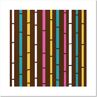 Colorful Bamboo Pattern Brown Posters and Art